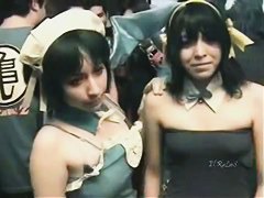 Candid street upskirt with Asian babes doing princesses cosplay