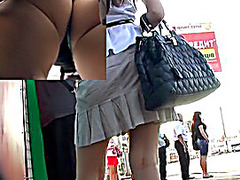 Hot arse up petticoat discharged in the crowd