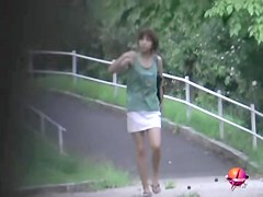 Hot Asian with no panties on got sharked in the park