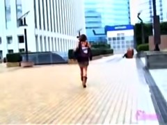 Public sharking of a Japanese gal in a short skirt