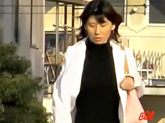 Nasty public sharking video with Asian nurse's panties shown