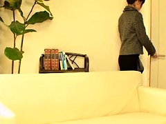 Japanese college girl with short skirt fucks her bun at home