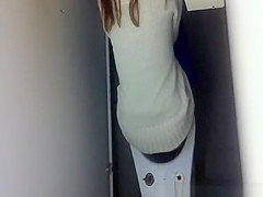 Delightful sexy butts on toilet exposed on voyeur's camera