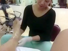 Jerking off while getting a pedicure is awesome