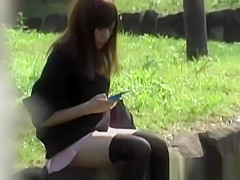 Asian teen 18+ babe secretly filmed upskirt outdoors in public