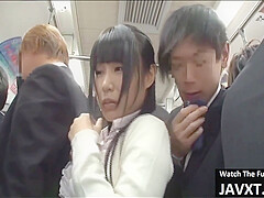 Japanese brunette is often traveling by bus, because someone always gets to fuck her brains out