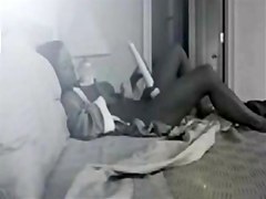 Swarthy GF masturbates to porn on hidden cam