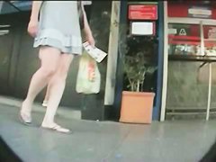 My real upskirt voyeur video of a brunette
