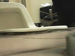 Girls pee in public toilet and get spy closeups on the cam