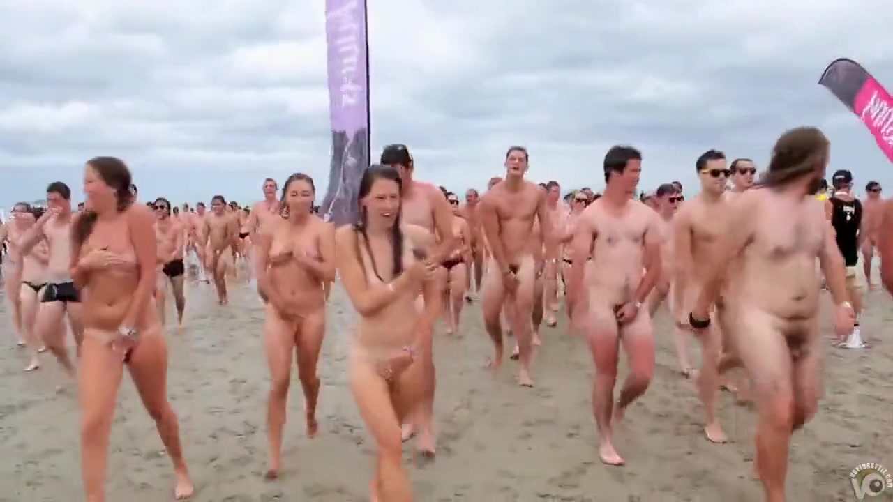 Naked Canadian students having tremendous fun at the beach pic