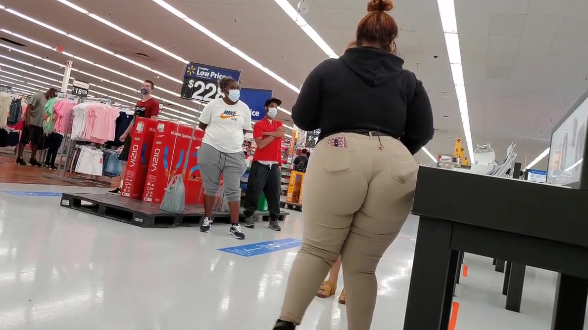 Bbw Walmart employee big booty wedgie see t